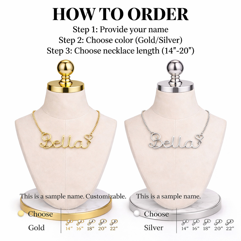 Personalized Name Necklace Gold Plated Stainless Steel Custom Jewelry