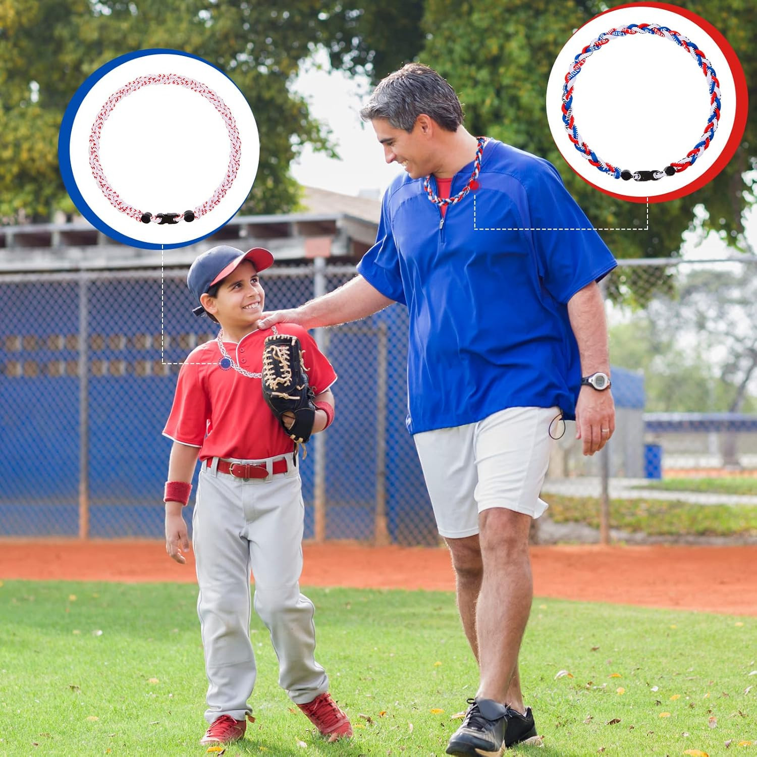 Baseball Necklaces Three Braided Rope Titanium Necklace for Fans Team Gifts Boys