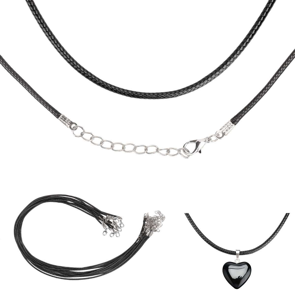 10-50PCS Black Waxed Necklace Cord for Jewelry Making Braided Leather Rope Chain