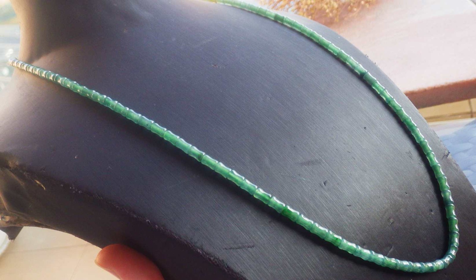 1 Pcs Video Certified Natural A Jade Jadeite Bamboo Bead Necklace 项链 122924