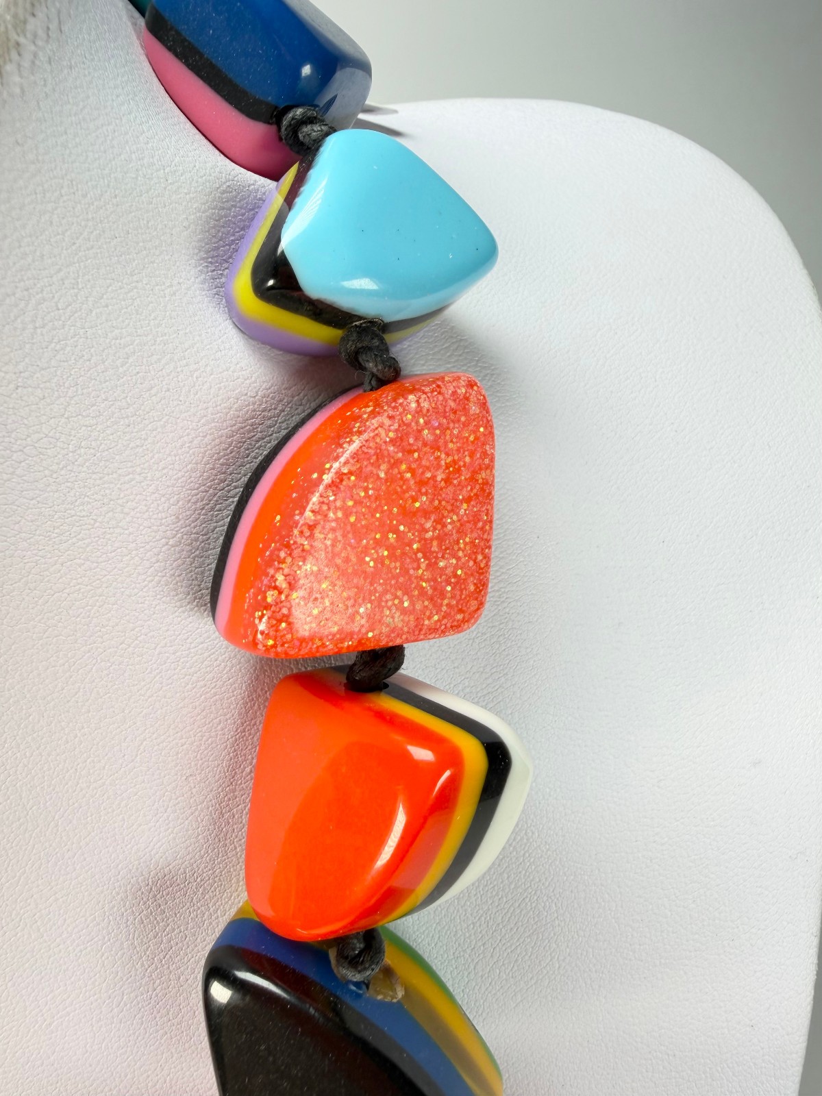 Jackie Brazil “Natural” Pop Art Large Stones 55cm Resin Necklace ( N0378 )