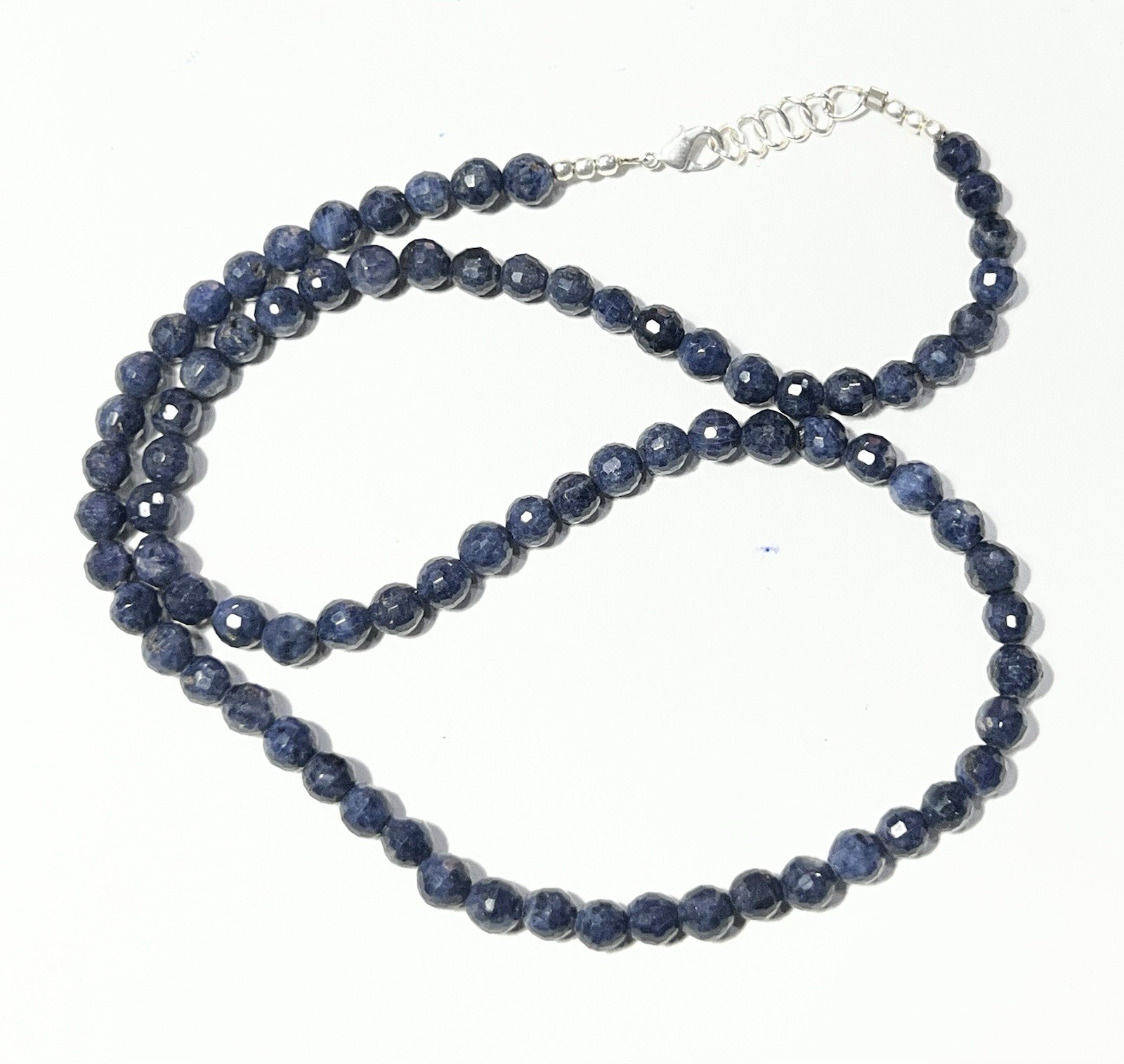 Natural Royal Blue Sapphire 6 mm faceted Round Beads. Sapphire Necklace 21”