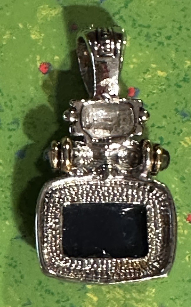 VTG Designer Cabochon Bezel Set Rectangle Pendant Charm