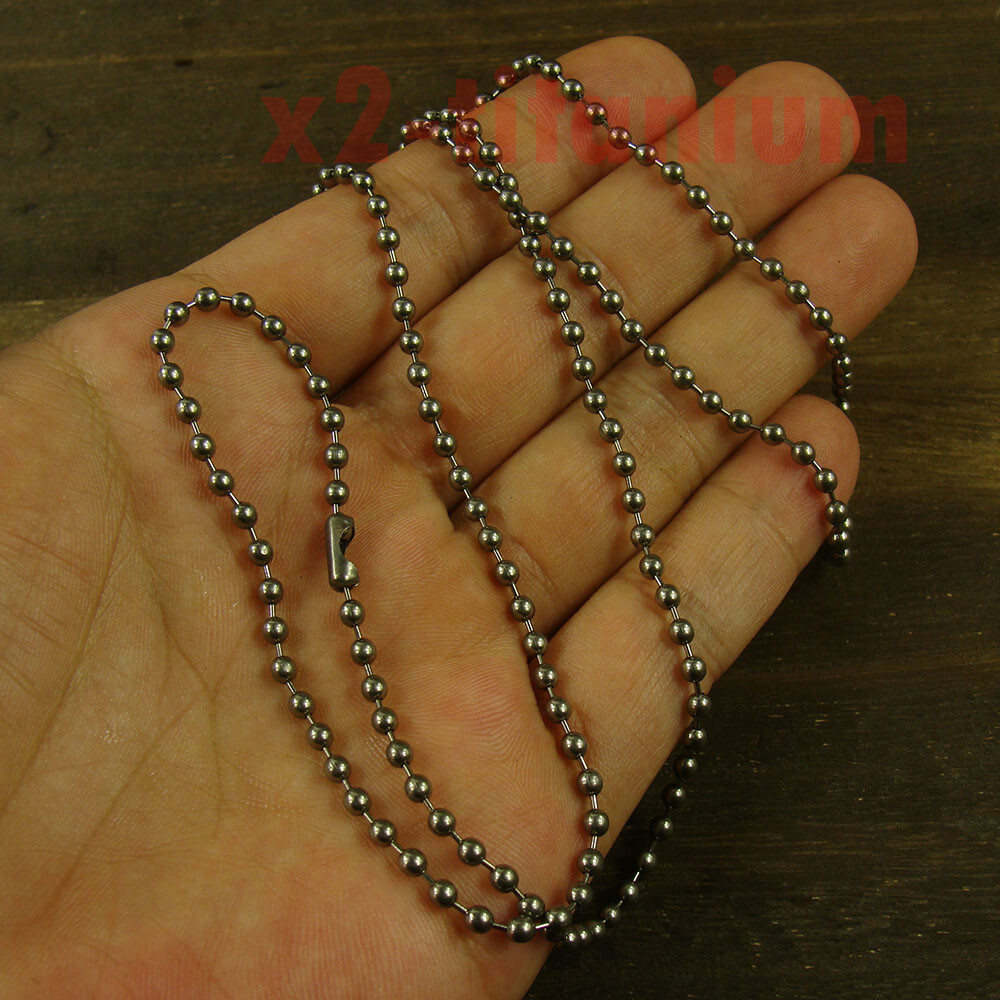 Pure Titanium Ti 3mm ball bead chain necklace anti-allergy Military XTi030
