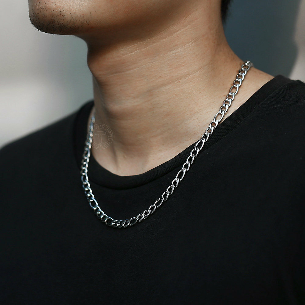 3/5/7/9mm 16″-30″ Gold Plated Stainless Steel Figaro Chain Necklace Men Women
