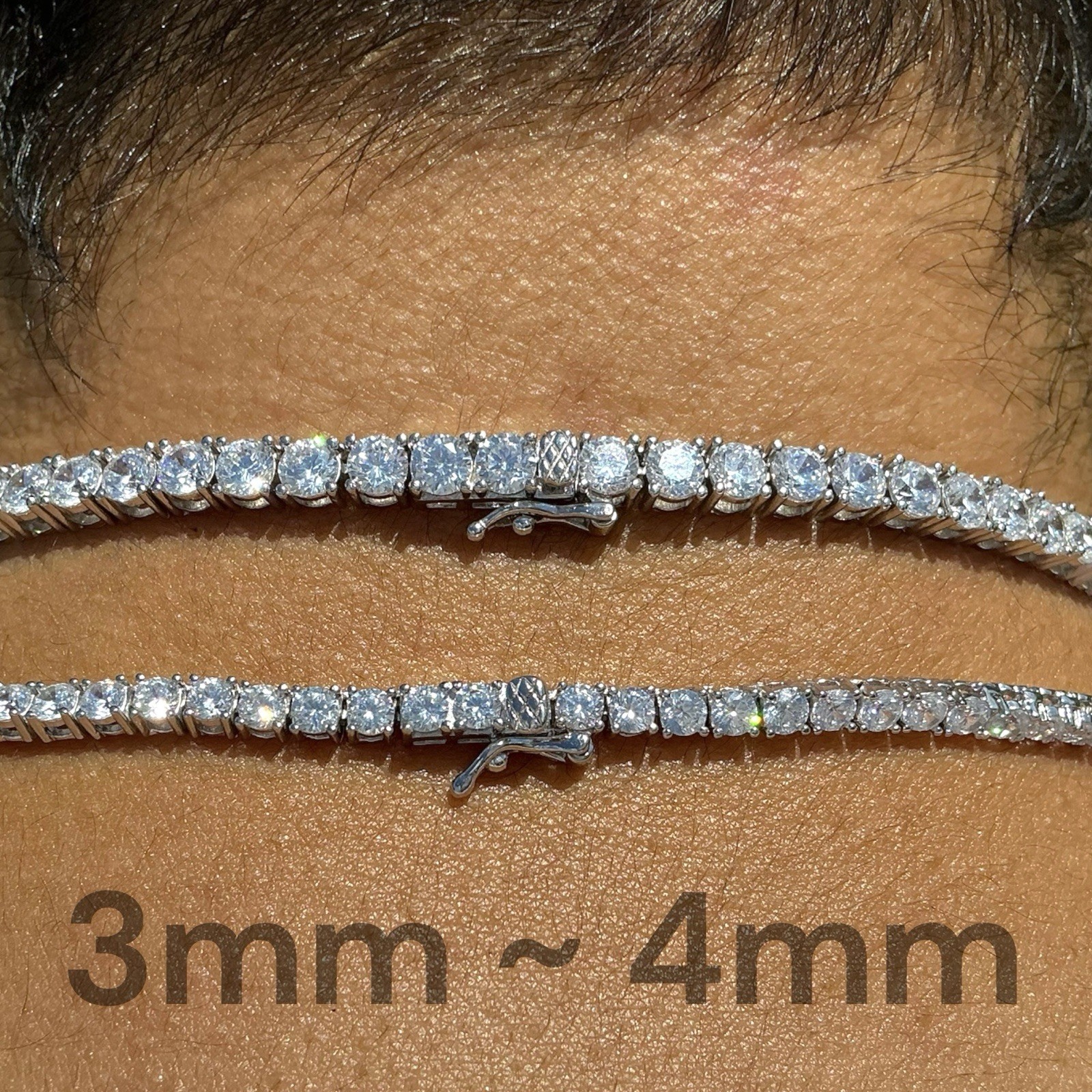 Solid 925 Sterling Silver 3mm-4mm 16”/18”/20” Iced CZ Hip Hop Tennis Necklace