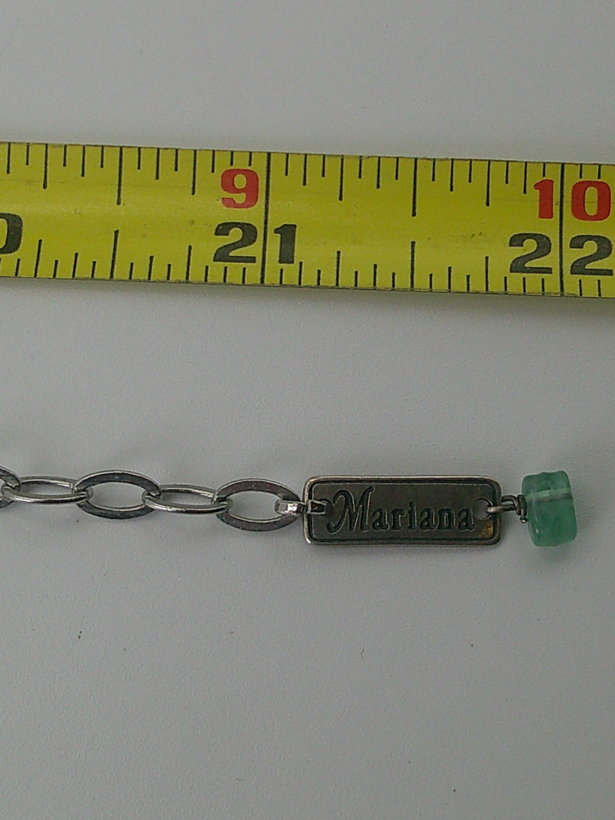 Mariana Rhodium Plated & Mint Green Stone 15mm Pendant Necklace 17-21″ Adjust.