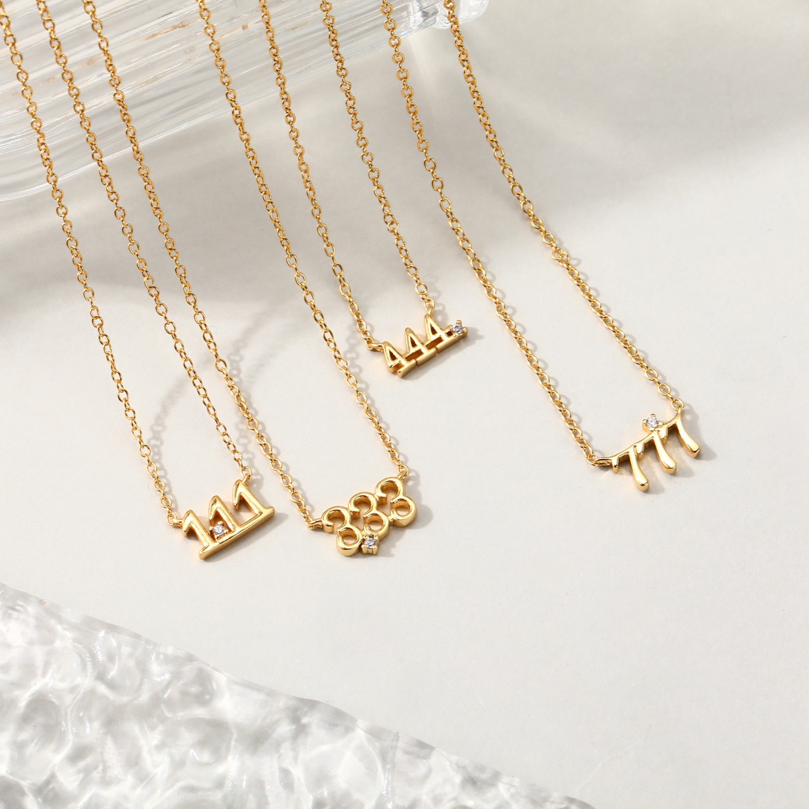 Gold Zircon Necklaces Number Design Collarbone Necklace Clavicle Chain