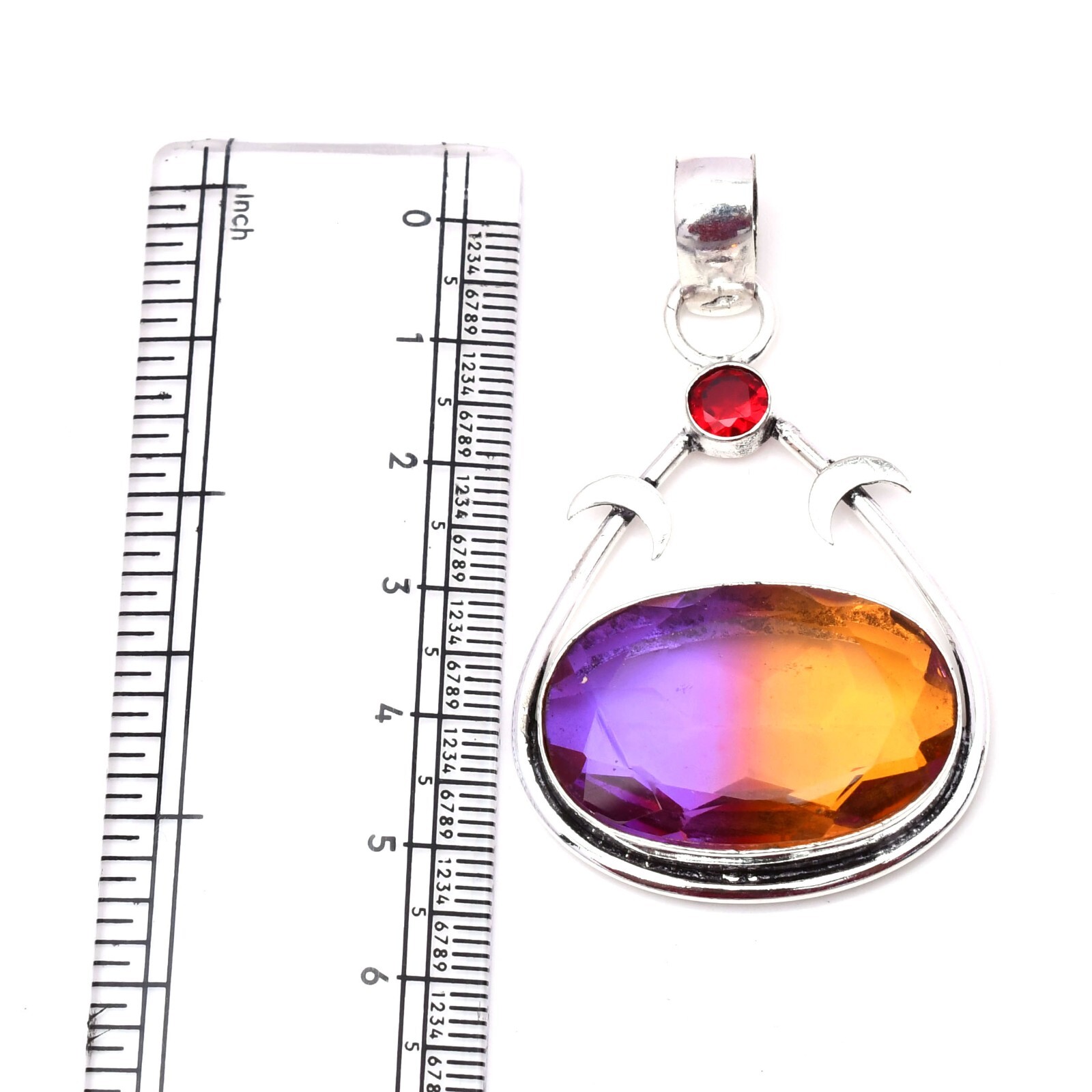 Bi Color Tourmaline Gemstone 925 Sterling Silver Handmade Jewelry Pendant 2.05″