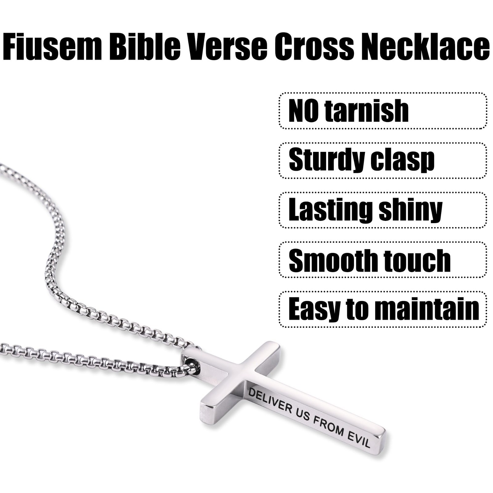 Personalized Cross Necklace for Men Women Custom Engraved Cross Pendant Necklace