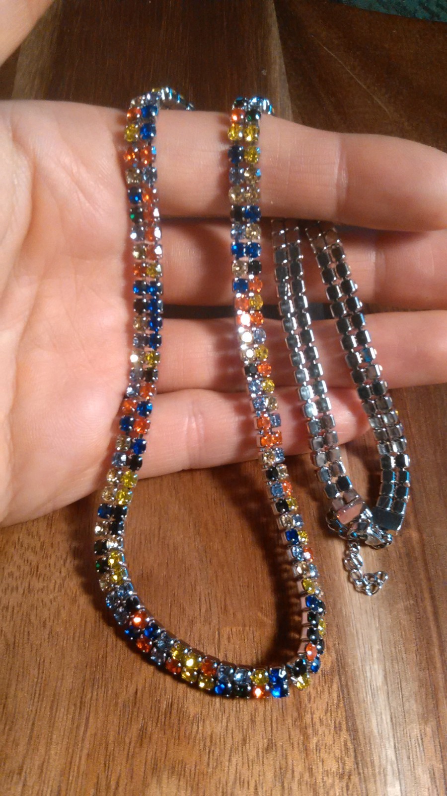 Multi-Color Austrian Crystal Stainless Steel Necklace (18 to 20 Inch)