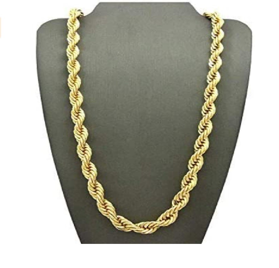Real 18K Yellow Gold Filled Hypo-allergenic 28inch 4mm Wide Rope Chain Necklace