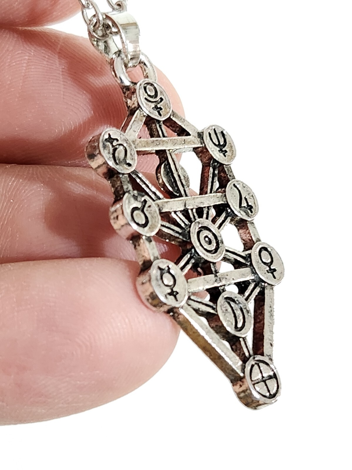 Tree of Life Kabbalah Pendant Necklace Geometric Silver Jewish Sefirot Jewellery