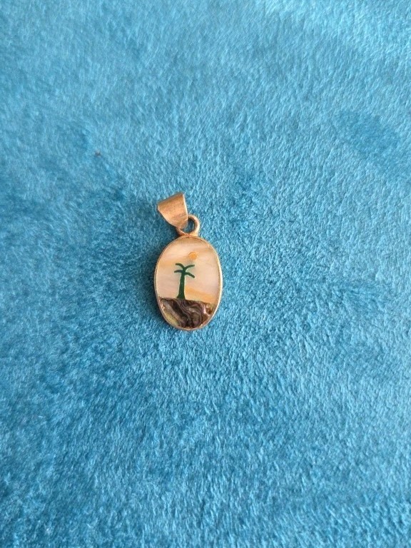 Silver Tone Oval Nature Scenic Charm Pendant with Bail