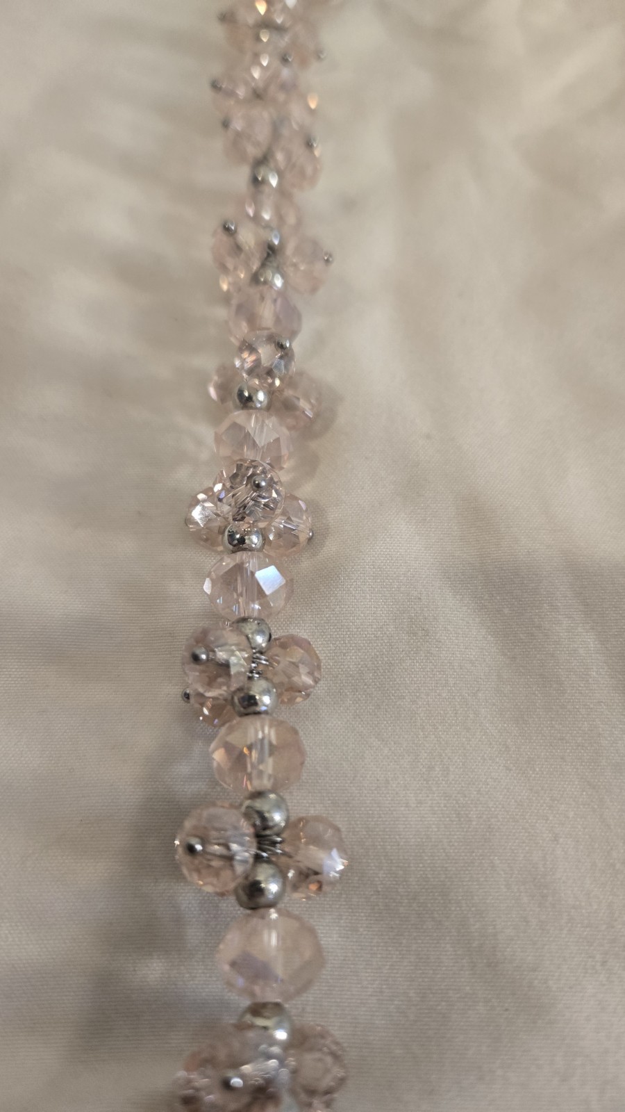 Blue Moon Beads 7in Pink Crystal Flower Dangle Pendant Ball/Bead Chain ZS-002
