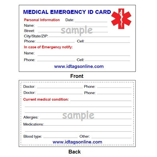 Medium Medical Alert ID Tag sold without band and engraving. Free medical card!