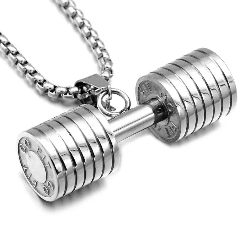 Fashion Barbell Dumbbell Pendant Men’s Fitness Bodybuilding Weightlifting