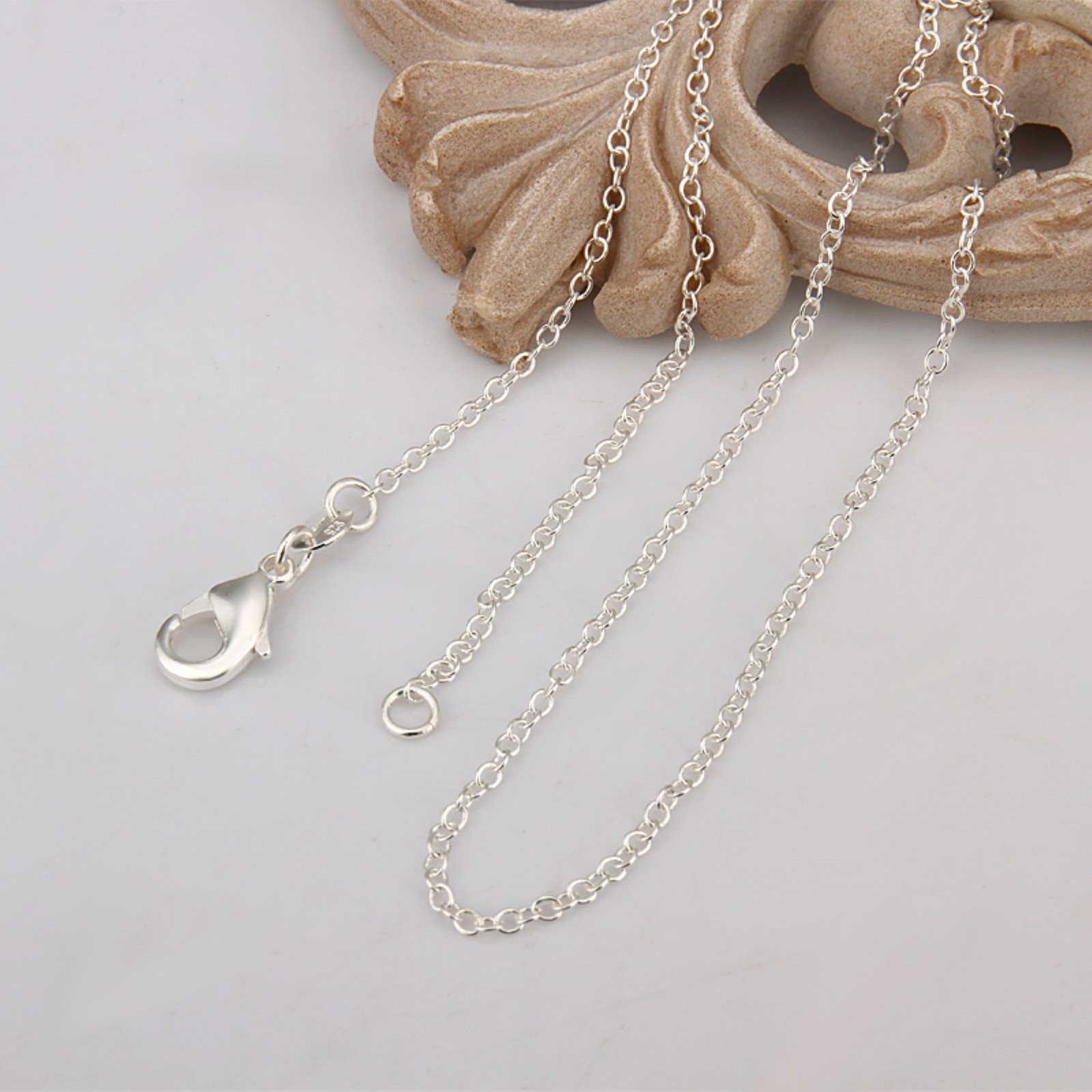 1mm Sterling Silver Link Chain Necklace 18″ Great for Layering or Adding Pendant