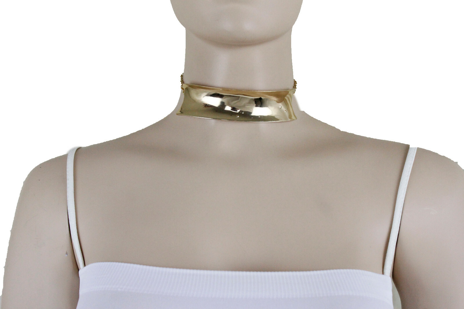 Cocktail Women Fashion Jewelry Gold Metal Plate Short Choker Necklace Party Look