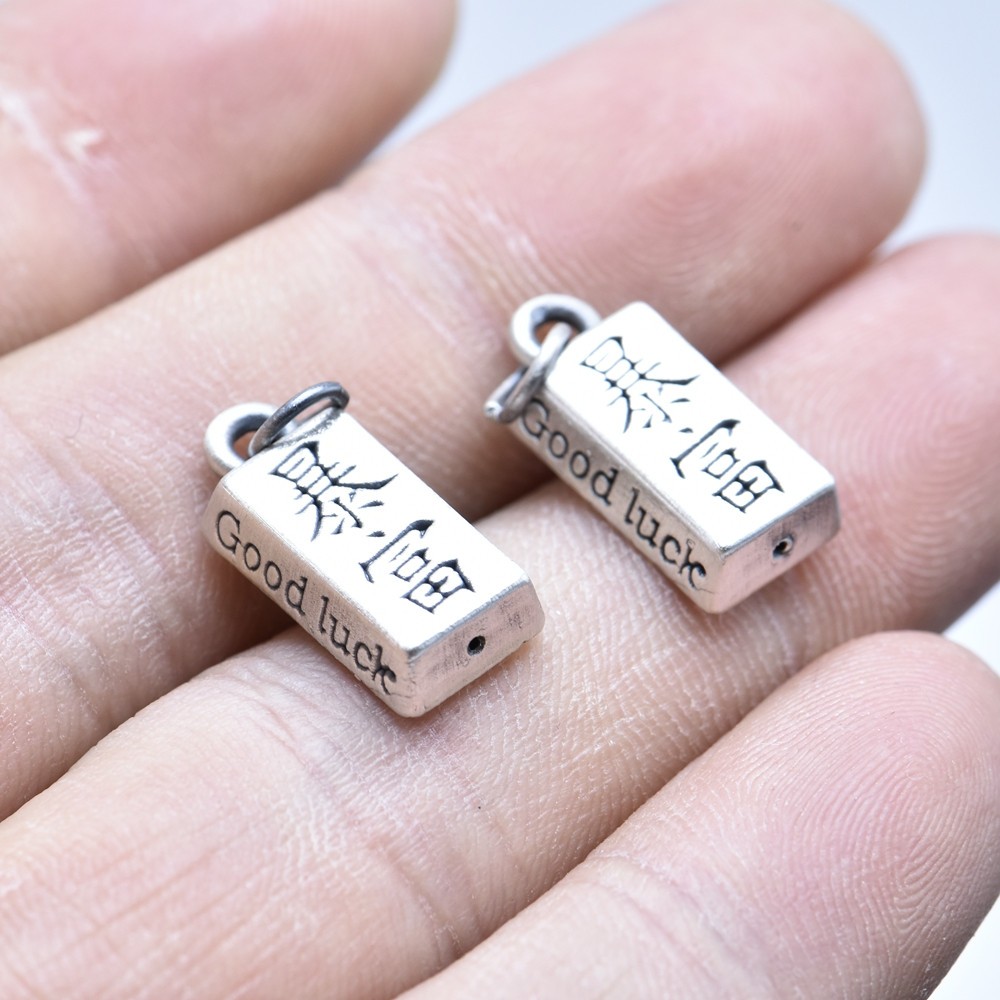 9mm *18mm Pure 999 Fine Silver Bar Pendant Thai Silver Fine Jewelry 1.2 grams