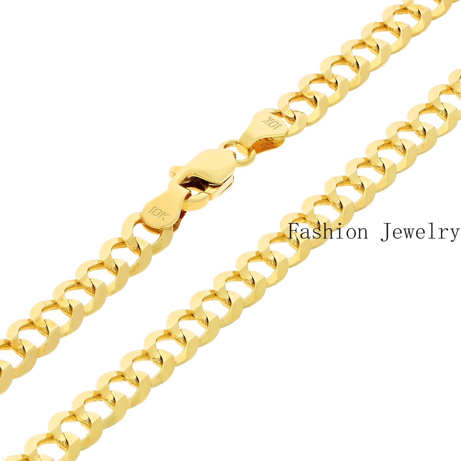 10K Yellow Gold Solid 2mm-12.5mm Cuban Curb Chain Link Pendant Necklace 16″- 30″