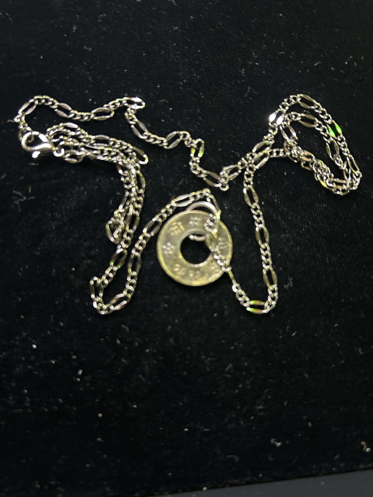 Nepal, 4 Polisa Coin Necklace 1955, W/ 22 Inch Stainless Steel Chain