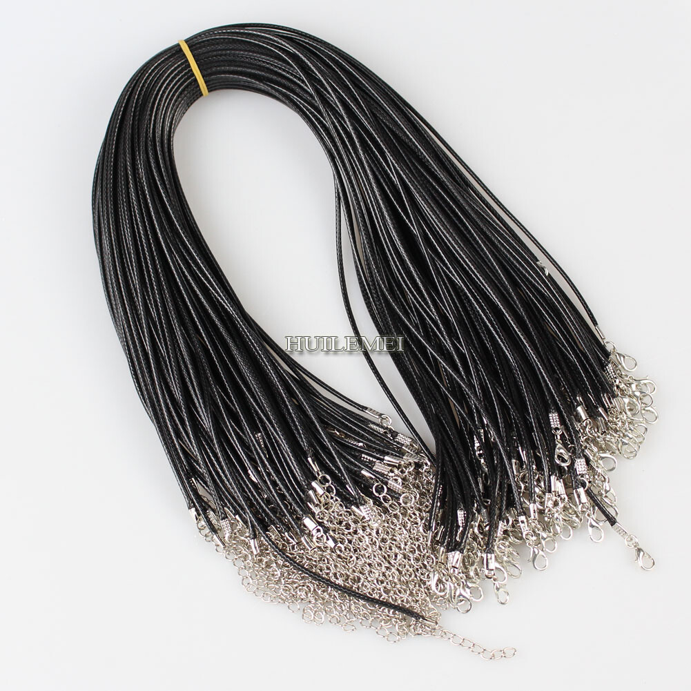 Wholesale 100pcs Waxed Cotton Necklace Cord 1.5mm / 2mm 18″ For Pendant Necklace