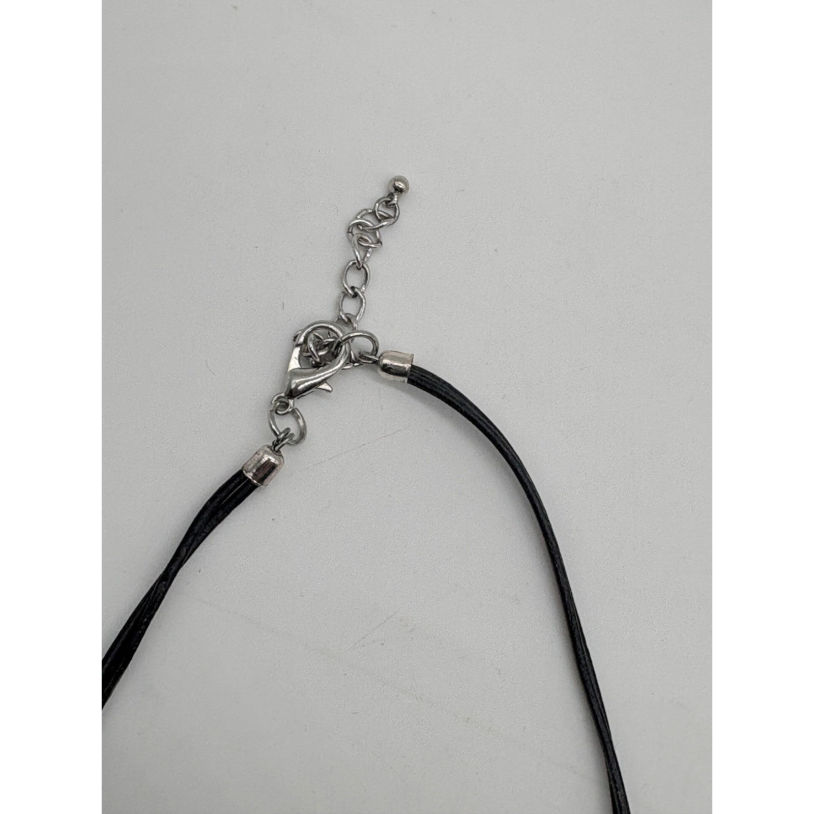 Mixed Metal Hammered Geometric Statement Necklace Silver Copper Tone Black Cord
