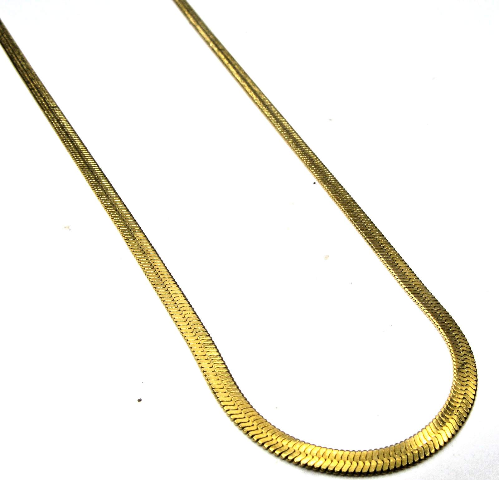 Elegant Gold Tone Herringbone Necklace 23 Inch Flat Chain Lobster Clasp Gift