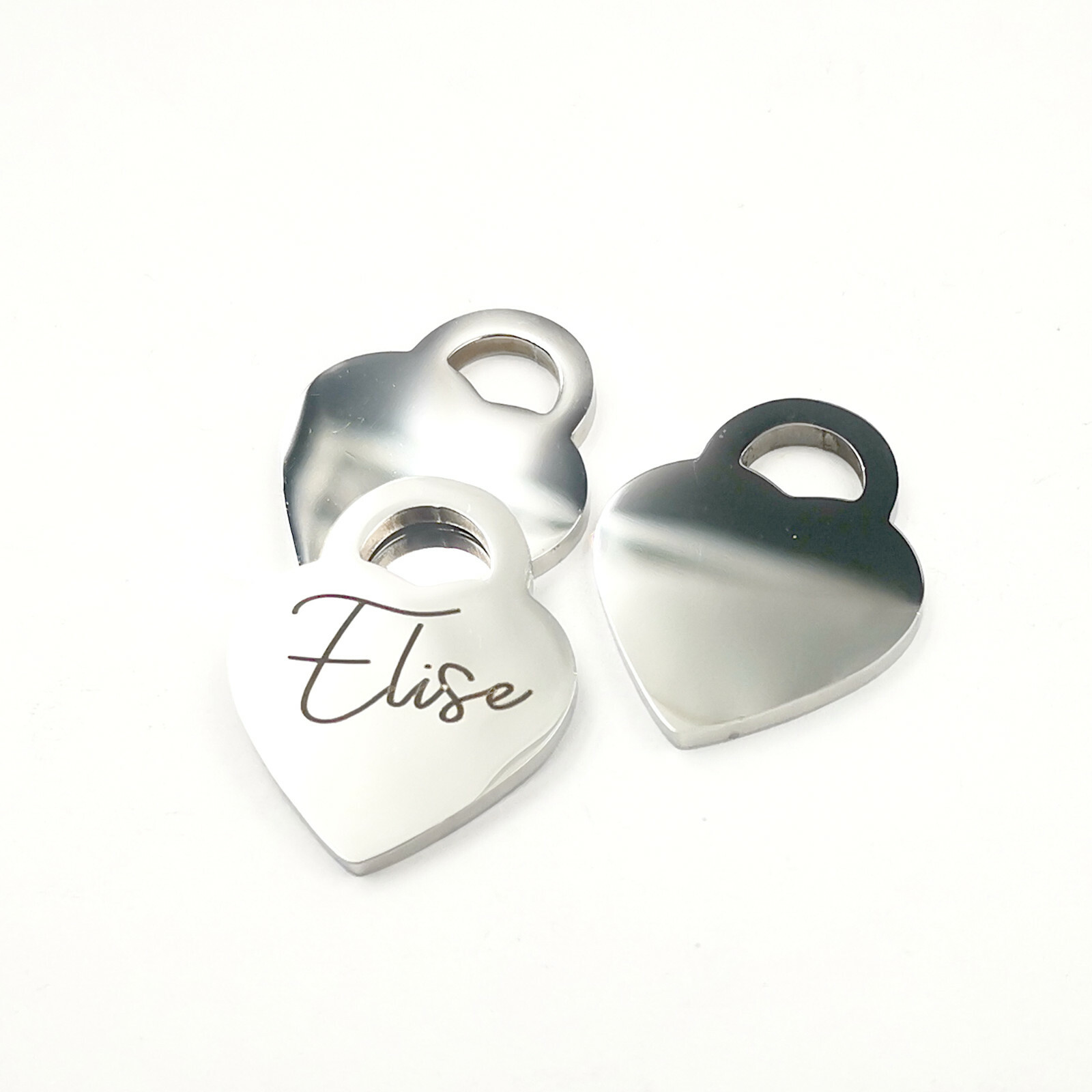 Personalize polishing Stainless steel heart pendant carving Name, text
