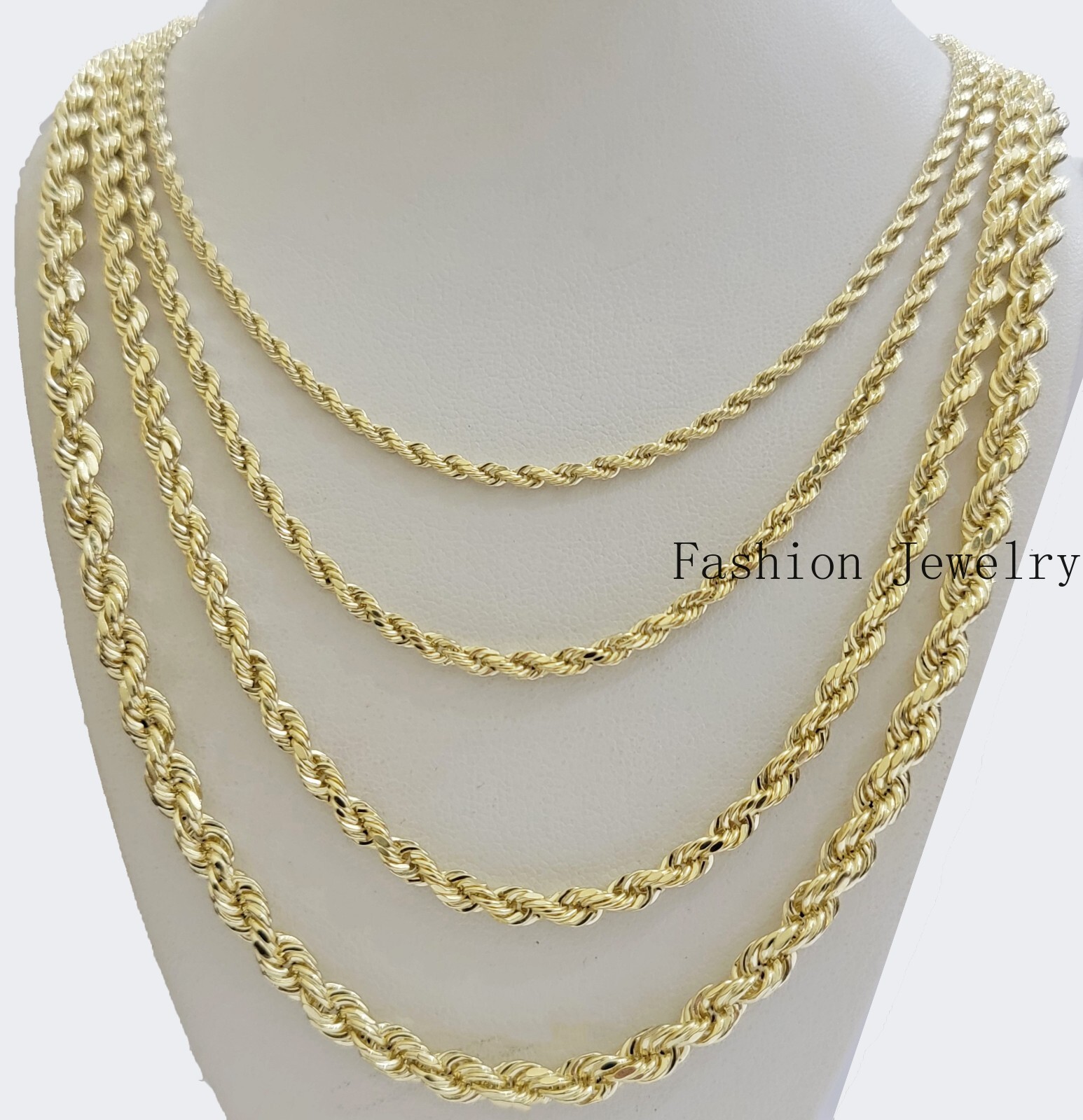 Real 14k Yellow Gold Rope chain necklace 2.5mm 3mm 4mm 5mm 18-26 Inch Men women.
