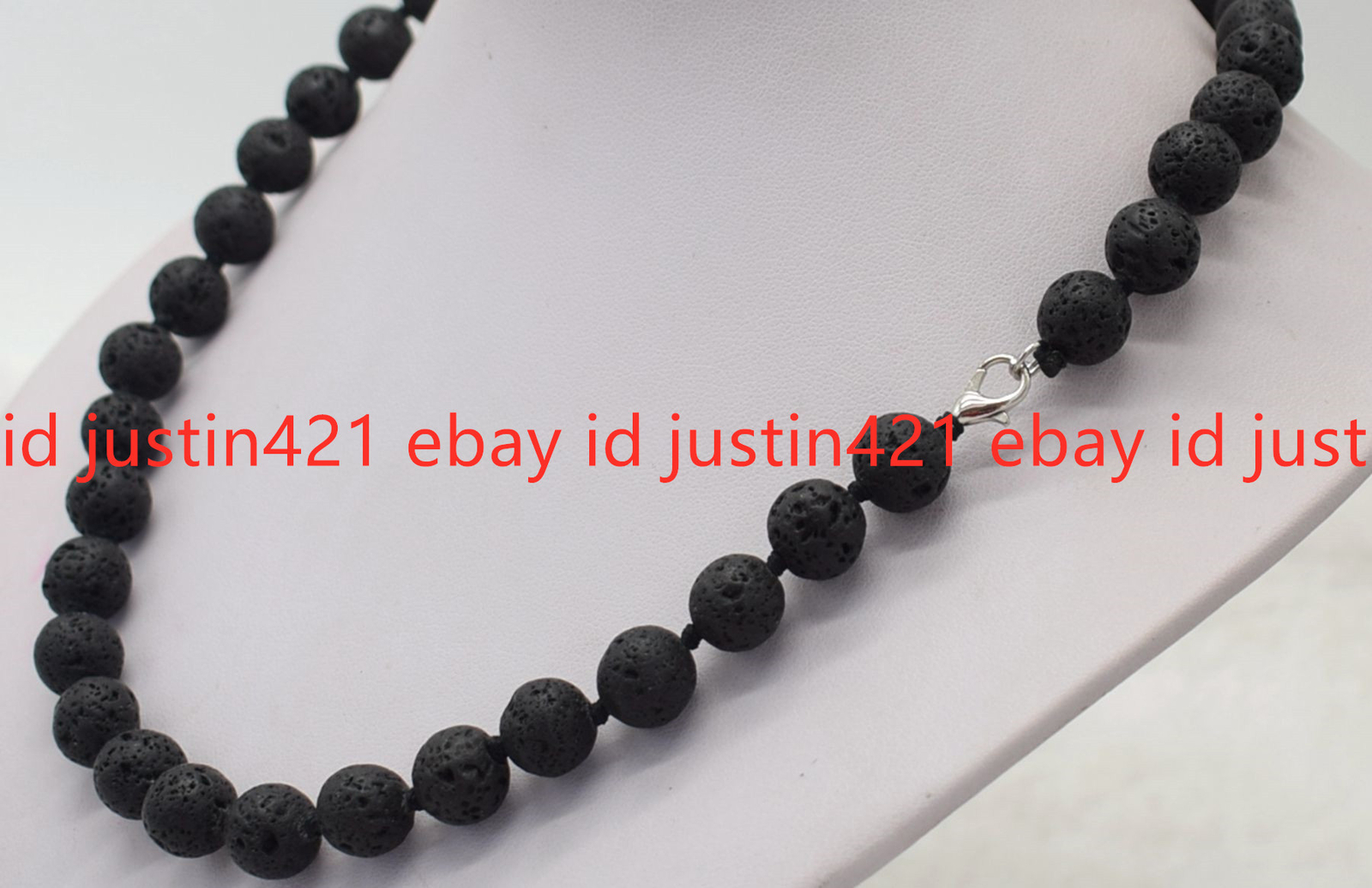 6/8/10mm Natural Black Lava Rock Stone Round Beads Gemstone Necklace 18″