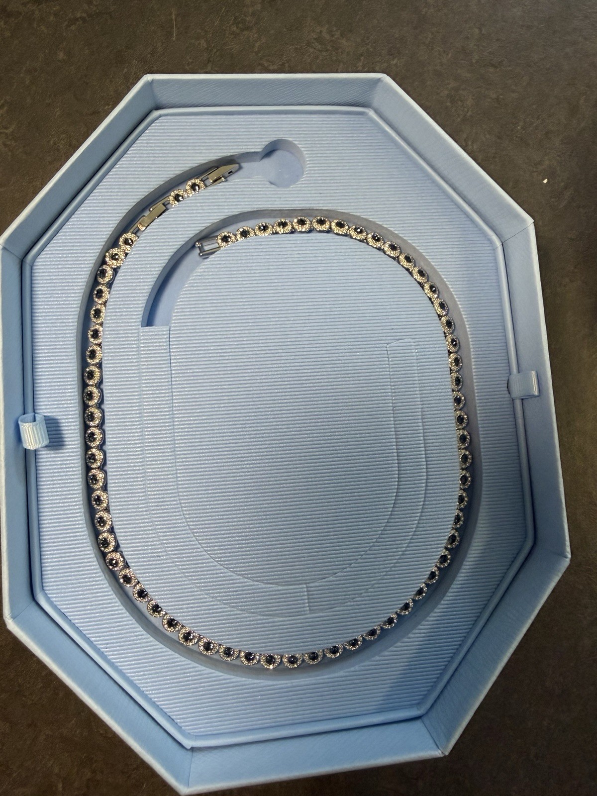 New Swarovski Una Angelic Tennis necklace Round cut Gold-tone plated 5720505