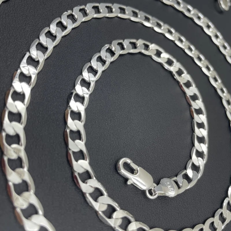 Hot 925 Sterling Solid Silver Sideways Chain Women Men Necklace Jewelry Gift