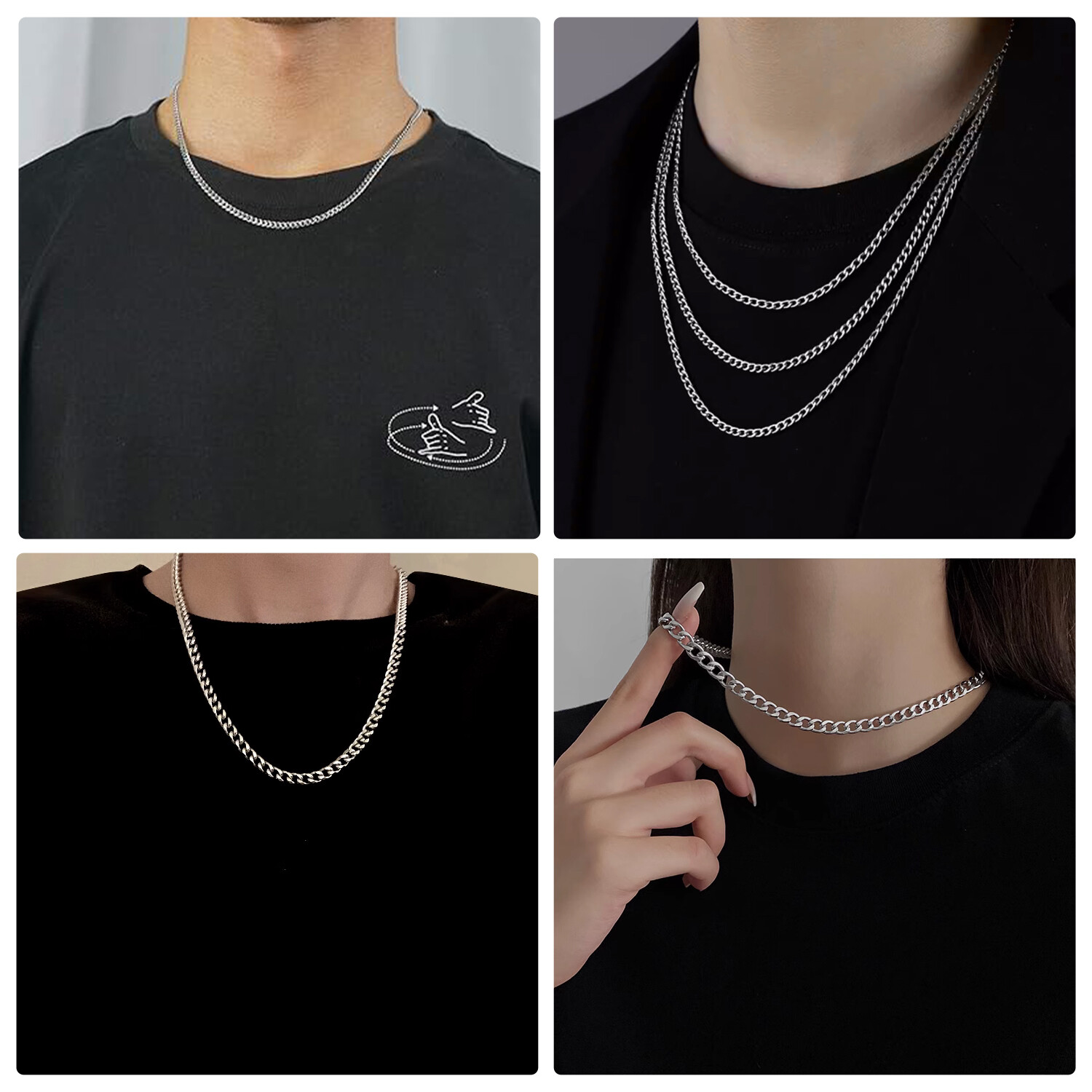 Valentine’s Day Gift 18-24” Stainless Steel Cuban Necklace Curb Chain Fashion