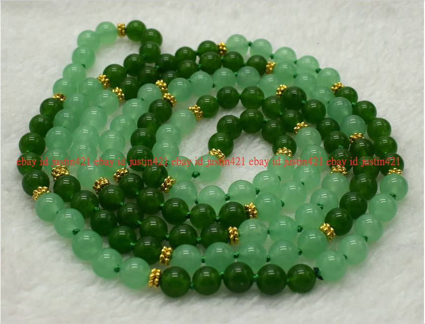 Genuine 8mm Natural Green Jade Round Gemstone Beads Long Necklace 24-100″ AAA+