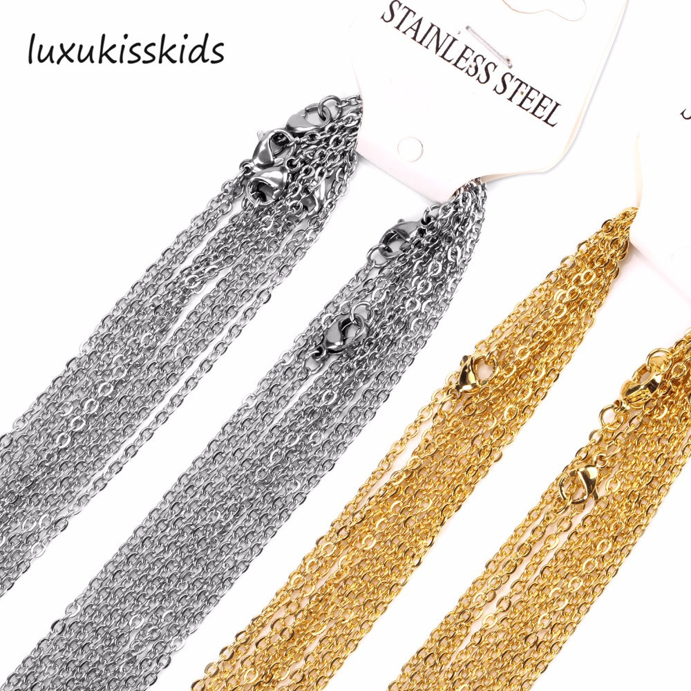 10pcs/lot 1.5/2/2.5/3.2mm Stainless Steel Oval Cross Chain Necklaces Wholesale