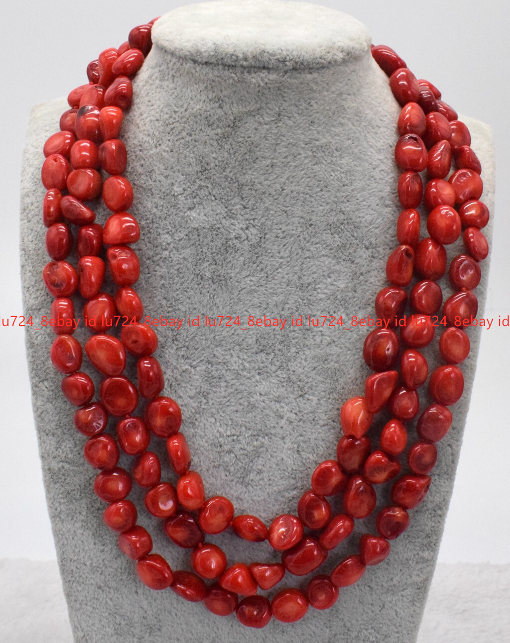 Genuine 8x10mm Natural Irregular South Sea Red Coral Beads Necklace 18-100″