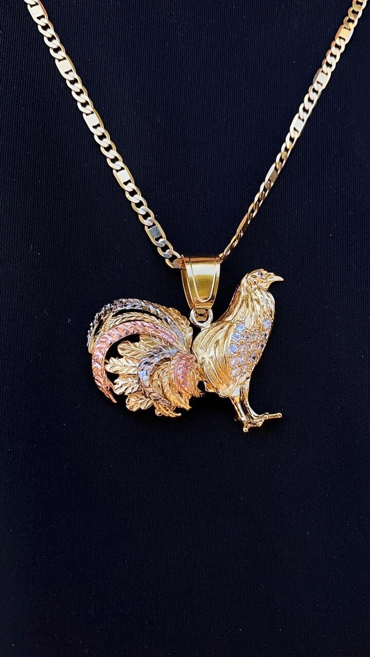 14K Gold Filled Chicken Rooster Necklace 24″ Valentino Figaro Chain Mens Adults