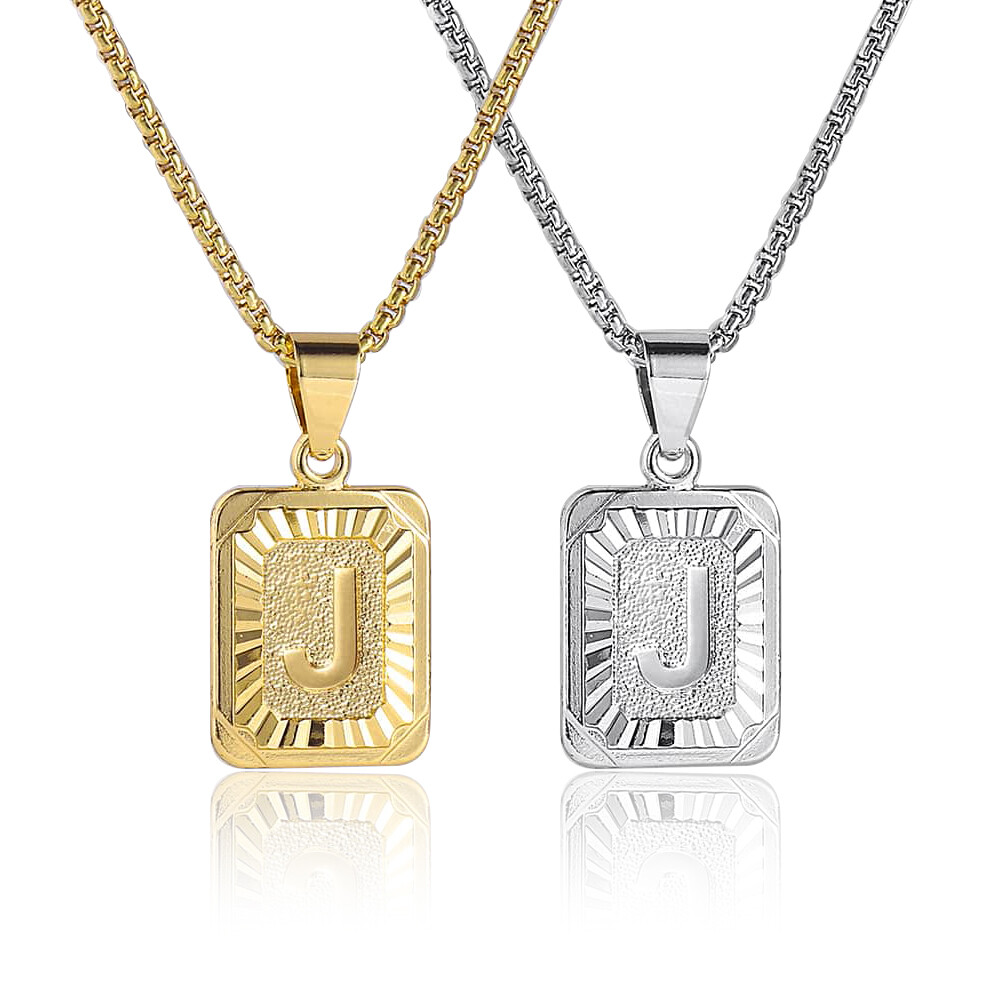 Gold Plated Initial Letter Pendant Necklace Alphabet Charm A-Z For Women Men