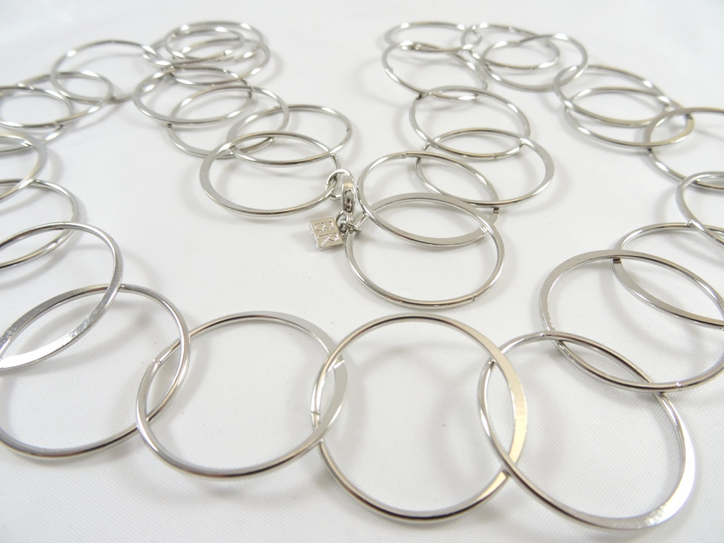 Fabulous Brand New 33″ Long Silver Hoop Necklace from Banana Republic #N2488