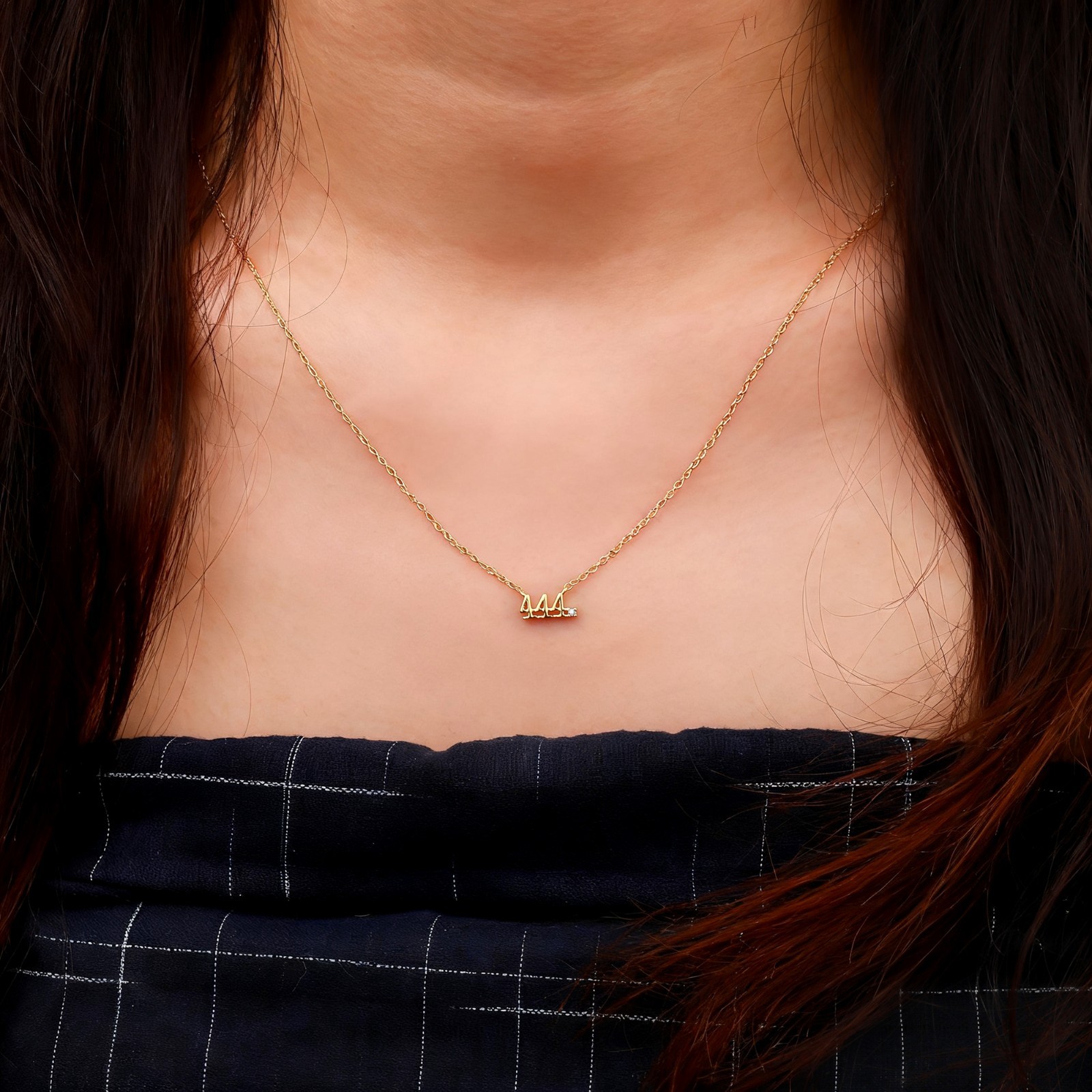 Gold Zircon Necklaces Number Design Collarbone Necklace Clavicle Chain