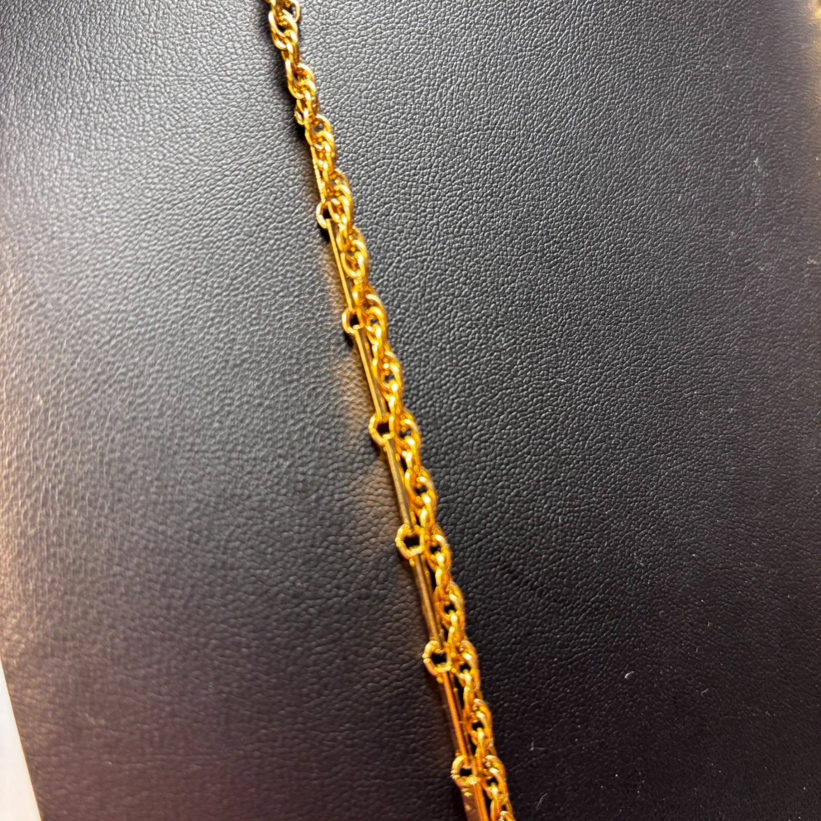 Layered Necklace Gold Rope and Bar Link Chains 18 Inch Minimalist Classic