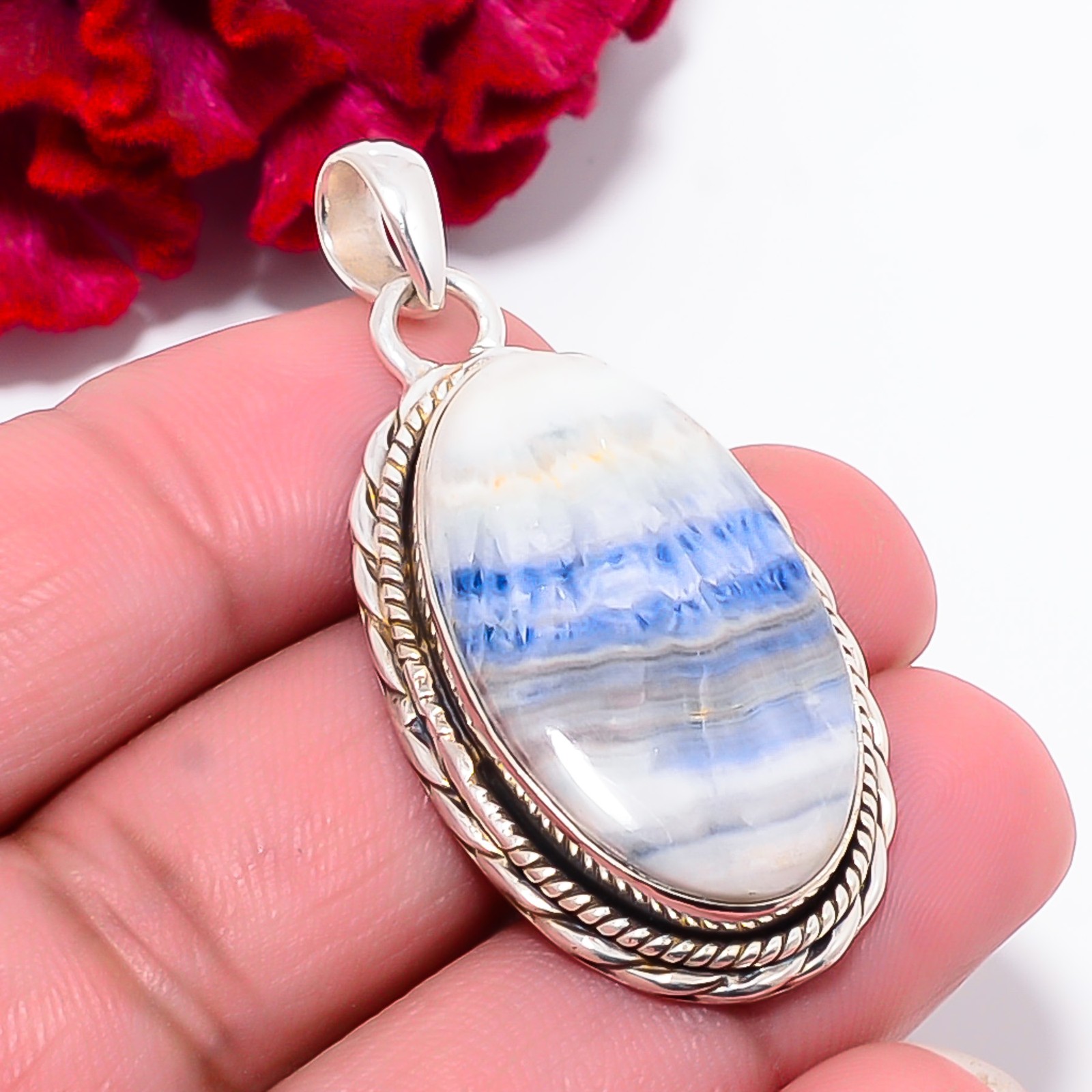 Blue Scheelite – Turkey Gemstone 925 Sterling Silver Pendant 1.95″ P101948