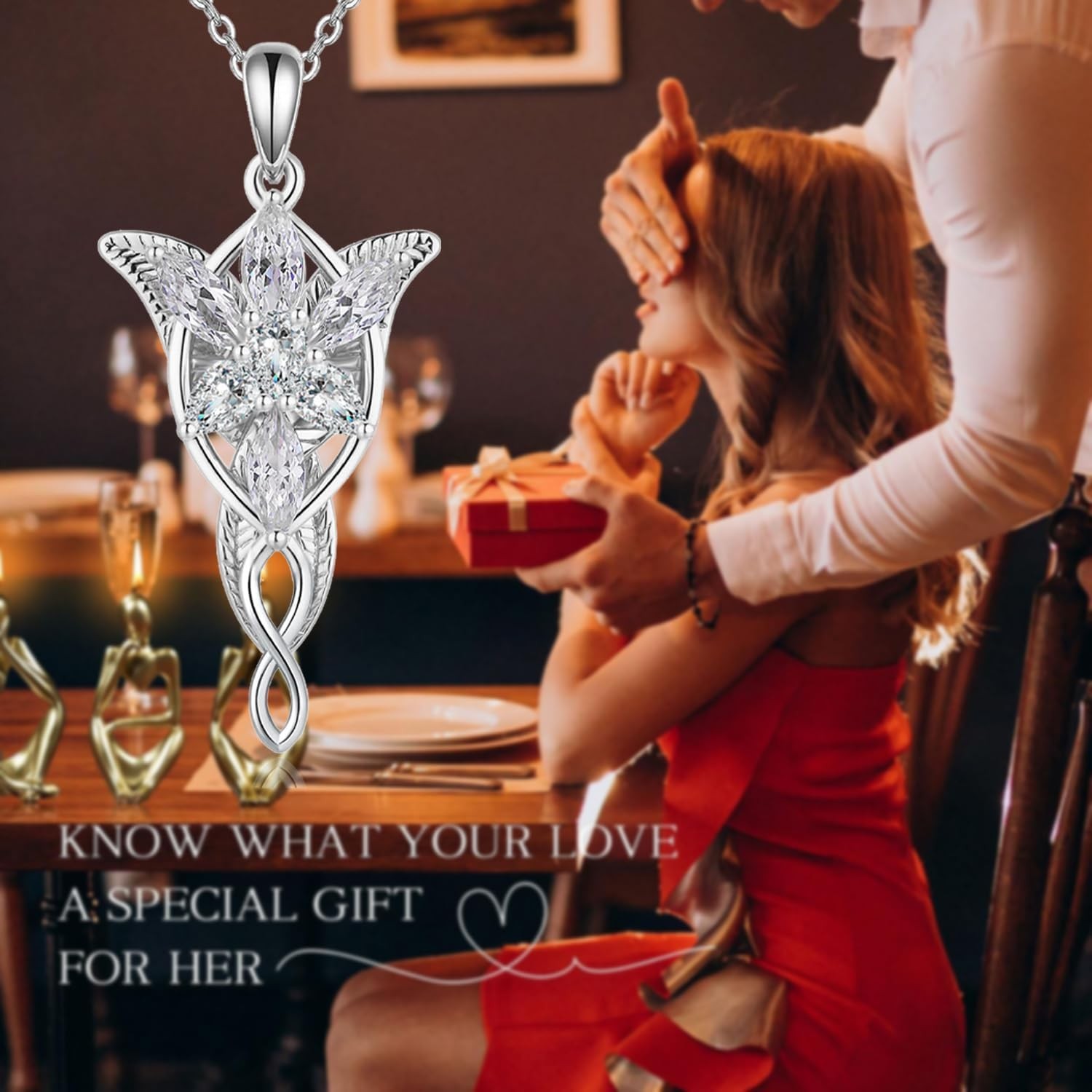 Arwen Evenstar Necklace for Women Wife 925 Sterling Silver Pendant Jewelry Gifts