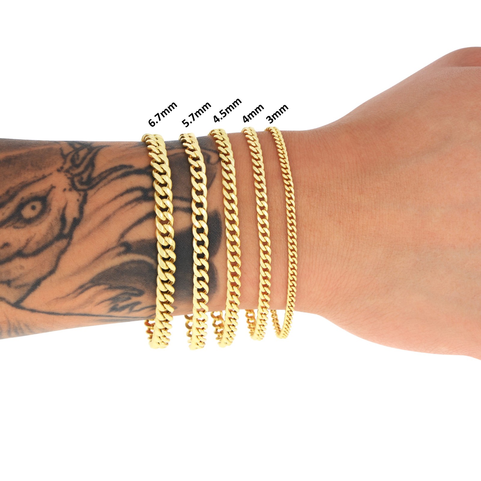 14K Real Yellow Gold 3mm-12.6mm Miami Cuban Lightweight Chain Necklace Bracelet