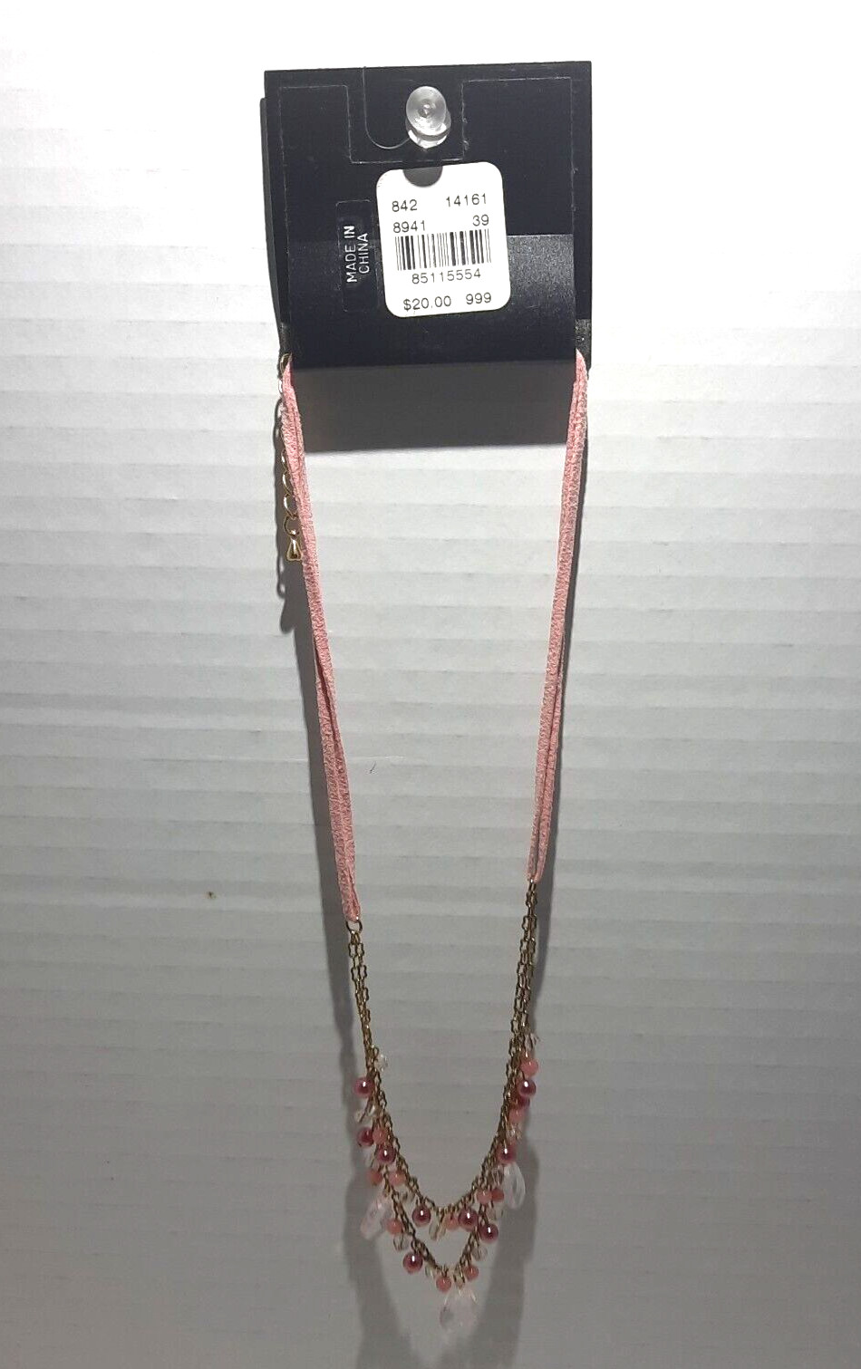 NEW on tag NEW YORK & COMPANY PINK, faux leather,plastic beads