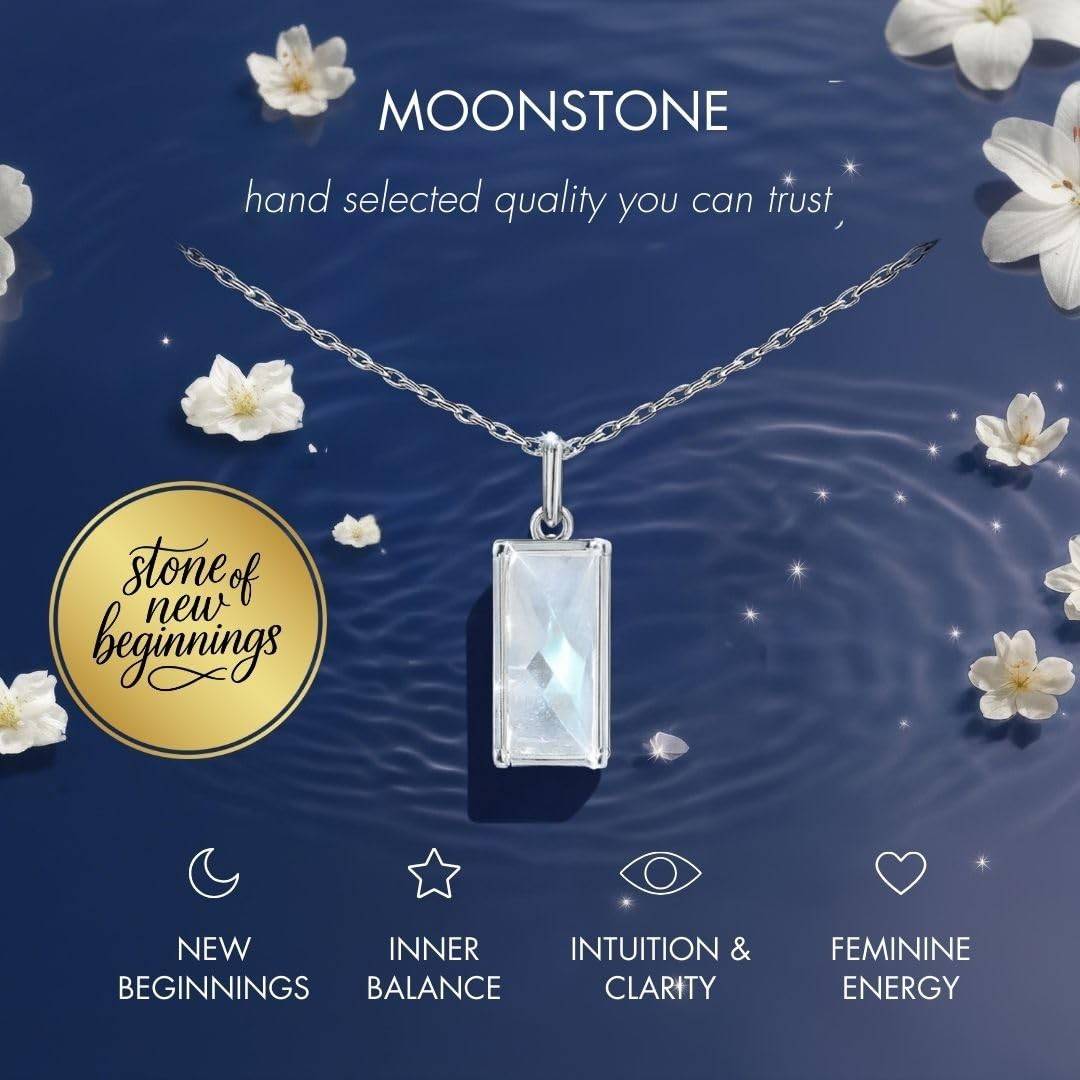 HOPE LOVE SHINE New Beginnings Rainbow Moonstone Sterling Silver Necklace