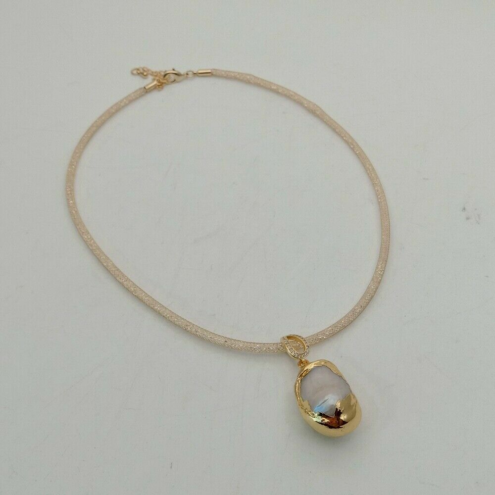 17” 18x26MM White Keshi Pearl Pendant Necklace