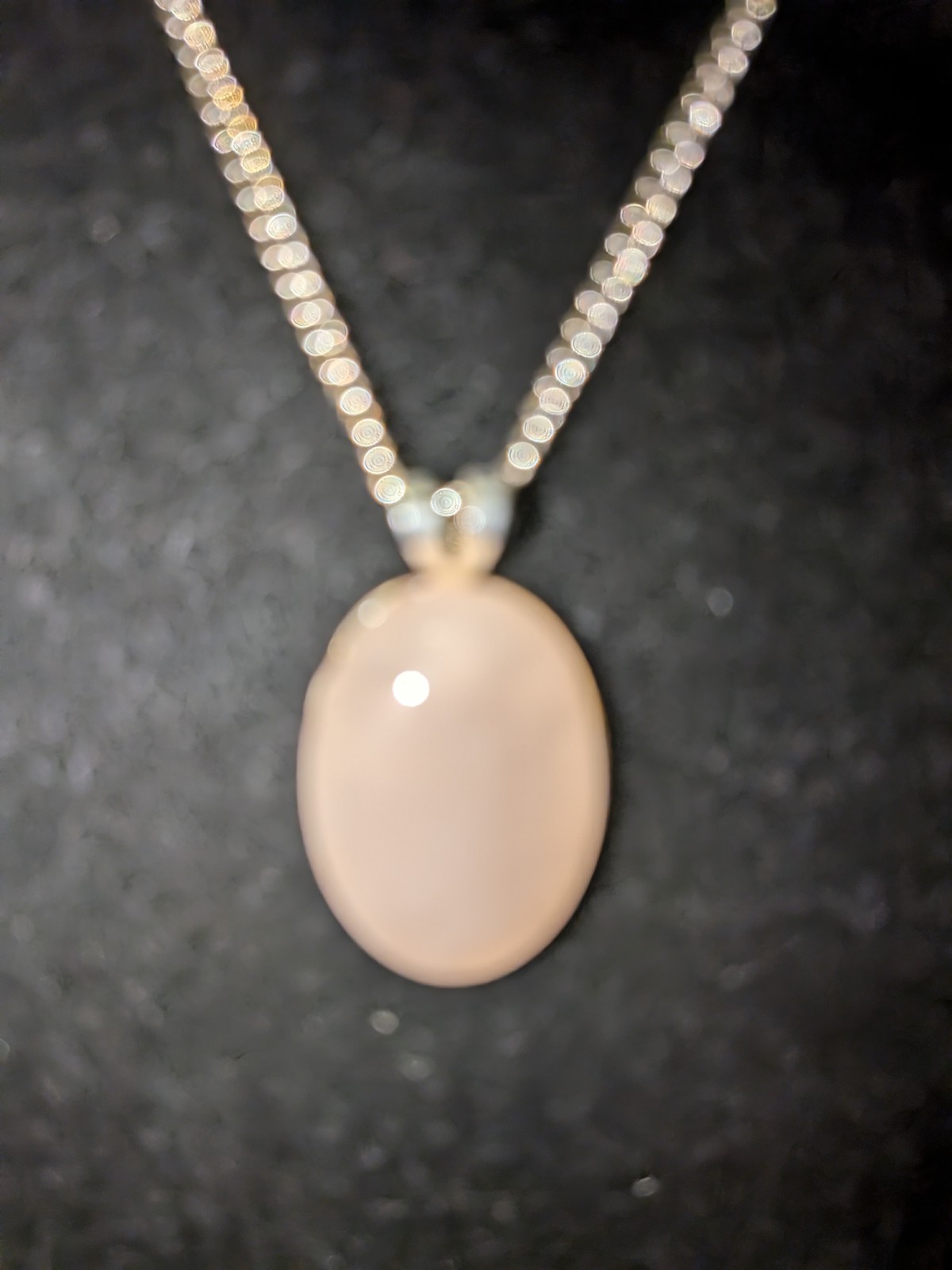 Rose Quartz Oval Bezel Charm Pendant Silver Tone Cable Chain Necklace